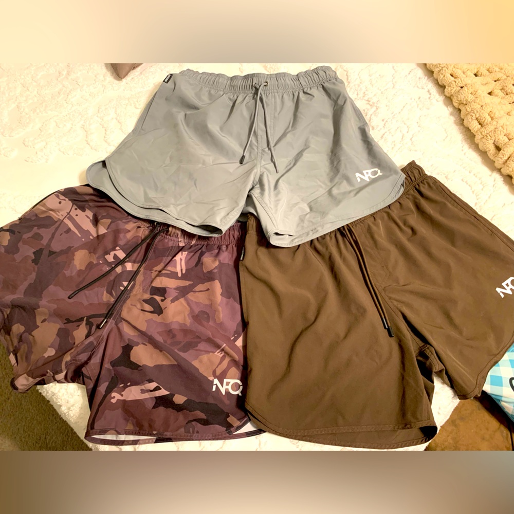 Three pairs of NFQ shorts. Men’s size Large.